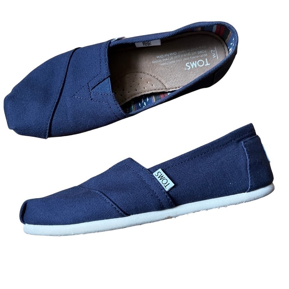 Toms Natural Navy Blue Alpargata Women's Classic's Sneakers Size 7